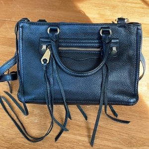 Rebecca Minkoff Micro Regan Leather Satchel. Black with gold hardware
